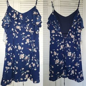 Blue Summer Dress, Low Open Back